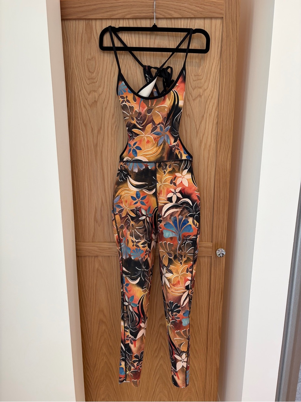 Seea Multicolor Floral Cutout Jumpsuit with Black Trim